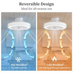"Costway Low Profile Flush Mount Fan 19"" Ceiling Fan w/3000-6500K Dimmable LED in White" - thumbnail 8