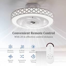 "Costway Low Profile Flush Mount Fan 19"" Ceiling Fan w/3000-6500K Dimmable LED in White" - thumbnail 6