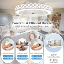 "Costway Low Profile Flush Mount Fan 19"" Ceiling Fan w/3000-6500K Dimmable LED in White" - thumbnail 7