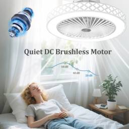 "Costway Low Profile Flush Mount Fan 19"" Ceiling Fan w/3000-6500K Dimmable LED in White" - thumbnail 9
