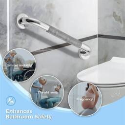 NESTLUNE 30cm Anti Slip Shower Grab Handle Stainless Steel in Silver - Size: 180 cm width x 180 cm drop - thumbnail 6