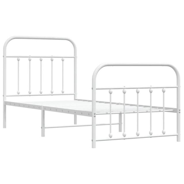 Berkfield Home Metal Bed Frame with Headboard & Footboard White 90x200 cm - image 1