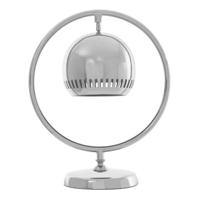 Orsina Table Lamp with Nickel Finish, Ring Frame & Bell Shade Accent Light, Metal Pedestal Base Tabletop Lamp in Silver - image 1
