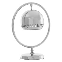 Orsina Table Lamp with Nickel Finish, Ring Frame & Bell Shade Accent Light, Metal Pedestal Base Tabletop Lamp in Silver - thumbnail 2