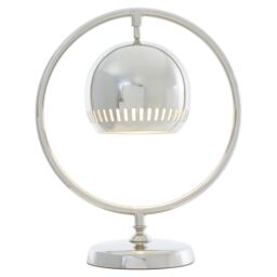 Orsina Table Lamp with Nickel Finish, Ring Frame & Bell Shade Accent Light, Metal Pedestal Base Tabletop Lamp in Silver - thumbnail 3