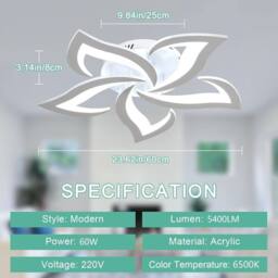 Goeco Light LED Ceiling Light 60W 6500K Modern Simple Living Room Lamp 60cm in White - thumbnail 6