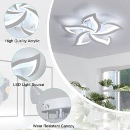 Goeco Light LED Ceiling Light 60W 6500K Modern Simple Living Room Lamp 60cm in White - thumbnail 7