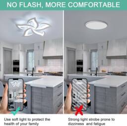 Goeco Light LED Ceiling Light 60W 6500K Modern Simple Living Room Lamp 60cm in White - thumbnail 8