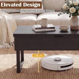 Costway Lift Top Coffee Table 3-in-1 Convertible Coffee Table Cocktail Table in Black - thumbnail 5