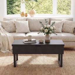 Costway Lift Top Coffee Table 3-in-1 Convertible Coffee Table Cocktail Table in Black - thumbnail 6