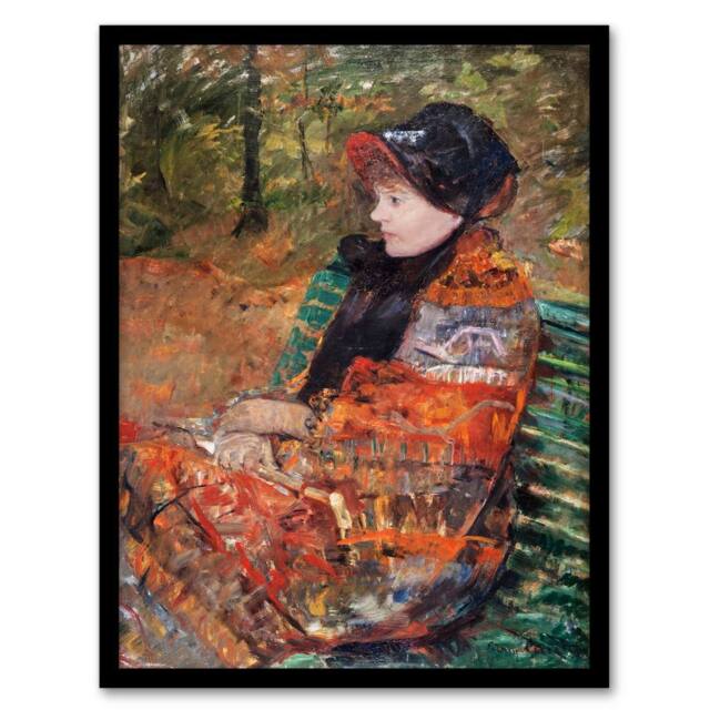 Artery8 Mary Cassatt Framed Wall Art Print Autumn Portrait of Lydia in a Park - Size: A4 - image 1