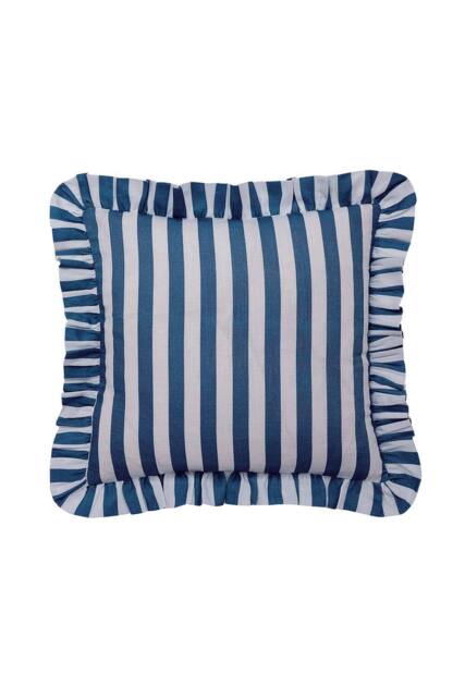 Helena Springfield 'Candy Stripe' Cotton Cushion in Blue - Size: 40 cm x 40 cm - image 1