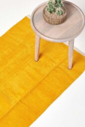 Homescapes 100% Cotton Plain Chenille Hall Runner, 66 x 200 cm in Mustard - Size: 66 cm x 200 cm - thumbnail 1