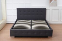 Outdoor Living Oslo Charcoal Linen Tufted Ottoman Bed Frame - Size: Double - thumbnail 2