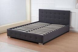 Outdoor Living Oslo Charcoal Linen Tufted Ottoman Bed Frame - Size: Double