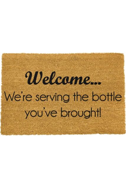 Artsy Mats We're Serving the Bottle you've Brought Doormat in Black - Size: 40 cm x 60 cm - image 1