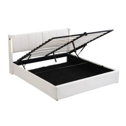 STILVORA Upholstered Bed 5ft King with USB White PU - thumbnail 5