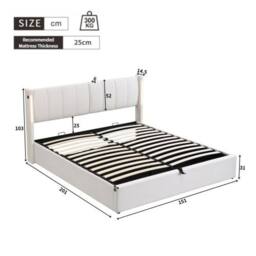 STILVORA Upholstered Bed 5ft King with USB White PU - thumbnail 4