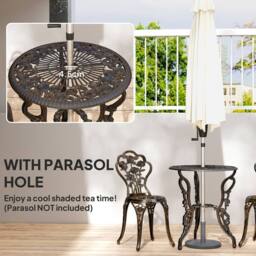 OUTSUNNY Outdoor Bistro Set with Umbrella Hole Rose Design Metallic in Bronze - thumbnail 4