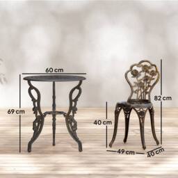 OUTSUNNY Outdoor Bistro Set with Umbrella Hole Rose Design Metallic in Bronze - thumbnail 3
