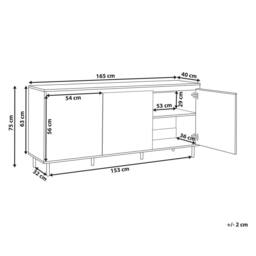 Wyld and Coco Three-Door Sideboard Light Brown with Black Metal Legs - thumbnail 3
