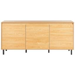 Wyld and Coco Three-Door Sideboard Light Brown with Black Metal Legs - thumbnail 4