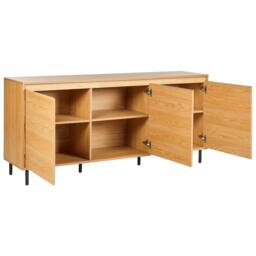 Wyld and Coco Three-Door Sideboard Light Brown with Black Metal Legs - thumbnail 5