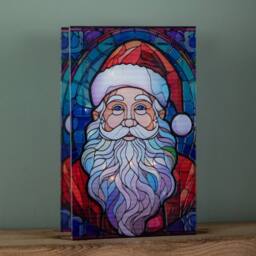 Samuel Alexander 21cm Double Sided Stained Glass Santa Decoration with LEDs - thumbnail 4