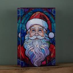 Samuel Alexander 21cm Double Sided Stained Glass Santa Decoration with LEDs - thumbnail 2