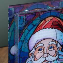 Samuel Alexander 21cm Double Sided Stained Glass Santa Decoration with LEDs - thumbnail 5