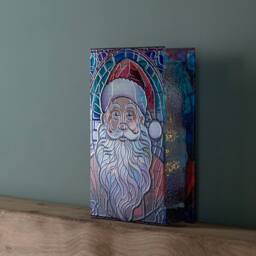Samuel Alexander 21cm Double Sided Stained Glass Santa Decoration with LEDs - thumbnail 6
