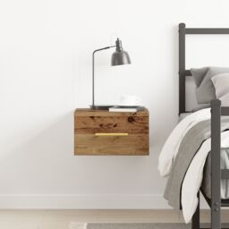 Berkfield Home Bedside Cabinet Wall-Mounted Old Wood 35x35x20 cm in Brown - Size: 35 x 35 x 20 cm - thumbnail 4