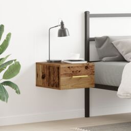 Berkfield Home Bedside Cabinet Wall-Mounted Old Wood 35x35x20 cm in Brown - Size: 35 x 35 x 20 cm - thumbnail 1