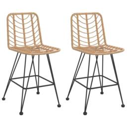 Berkfield Home Bar Stools 2 pcs 45x56x103.5 cm PE Rattan & Steel in Brown - thumbnail 2