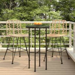 Berkfield Home Bar Stools 2 pcs 45x56x103.5 cm PE Rattan & Steel in Brown - thumbnail 1