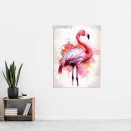 "Artery8 Wall Art Print Watercolour Flamingo Pink Ink Splat Design Watercolour Poster - Size: W24"" x H32""" - thumbnail 4