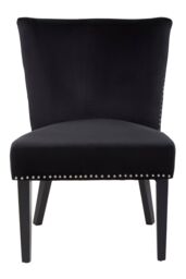 Orsina Velvet Dining Chair, Dining Room Accent Chair, Velvet Upholstered Wing Chair with Wooden Legs in Black - thumbnail 4