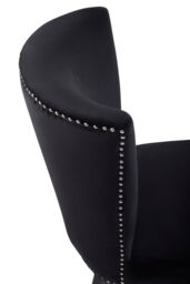 Orsina Velvet Dining Chair, Dining Room Accent Chair, Velvet Upholstered Wing Chair with Wooden Legs in Black - thumbnail 5