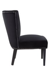 Orsina Velvet Dining Chair, Dining Room Accent Chair, Velvet Upholstered Wing Chair with Wooden Legs in Black - thumbnail 3