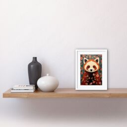 "Artery8 Wall Art Print Red Panda Cute Tree Blossom Kids Bedroom Artwork Framed 9X7 Inch in White - Size: W7"" x H9""" - thumbnail 2