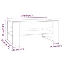 Berkfield Home Decorative Coffee Table Smoked Oak 102x55x45 cm Engineered Wood in Brown - Size: 102 x 55 x 45 cm - thumbnail 7