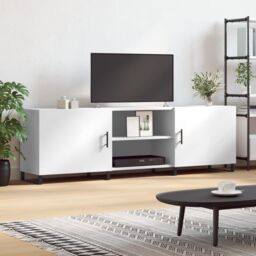 Berkfield Home TV Cabinet White 150x30x50 cm Engineered Wood - Size: 150 x 30 x 50 cm