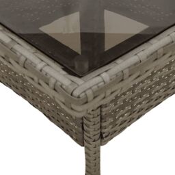 Berkfield Home Garden Table with Glass Top Grey 80x80x75 cm Poly Rattan - Size: 80 x 80 x 75 cm - thumbnail 8
