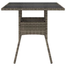 Berkfield Home Garden Table with Glass Top Grey 80x80x75 cm Poly Rattan - Size: 80 x 80 x 75 cm - thumbnail 5