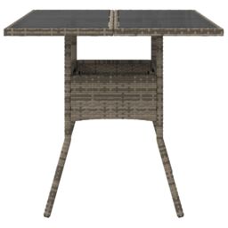 Berkfield Home Garden Table with Glass Top Grey 80x80x75 cm Poly Rattan - Size: 80 x 80 x 75 cm - thumbnail 4