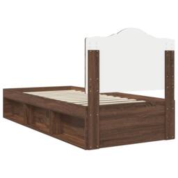 Berkfield Home Bed Frame with Headboard Brown Oak 75 x 190 cm Solid Pine Wood - thumbnail 9