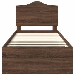 Berkfield Home Bed Frame with Headboard Brown Oak 75 x 190 cm Solid Pine Wood - thumbnail 7