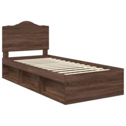 Berkfield Home Bed Frame with Headboard Brown Oak 75 x 190 cm Solid Pine Wood - thumbnail 4