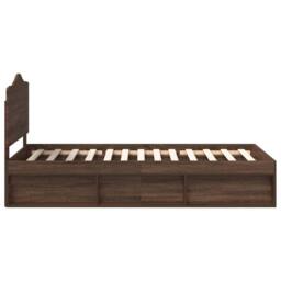Berkfield Home Bed Frame with Headboard Brown Oak 75 x 190 cm Solid Pine Wood - thumbnail 8