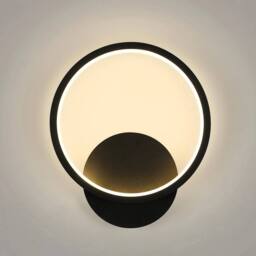 EONLION 12W Modern LED Wall Lamp Indoor Warm White Round Wall Light Hallway in Black - thumbnail 1